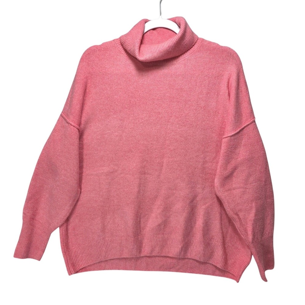 Vince Camuto Boxy Turtleneck Sweater Womens L Oversized Pink Princess Preppy